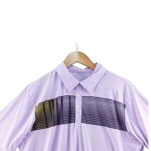 Adidas ClimaCool Mens L Golf Polo Shirt Lavender Striped Short Sleeve Stretch